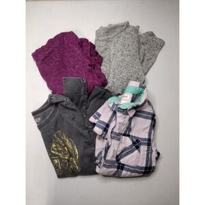 Girls Long Sleeve Top Lot Cat & Jack Mudd Plaid Flannel Thermal Hoodie Size 7/8